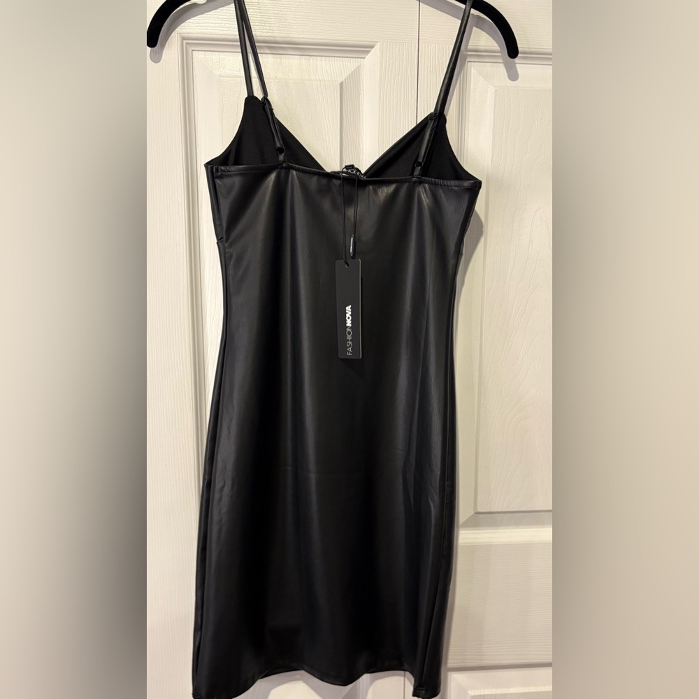Fashion Nova Black Leather Dress - Picture 5 of 7
